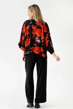 One Hundred Stars Acer Black Crepe Kimono|Women Short Kimonos