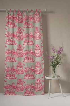 One Hundred Stars Ancient Column Pink Linen Panel| Curtains