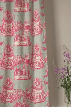 One Hundred Stars Ancient Column Pink Linen Panel| Curtains
