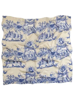 One Hundred Stars Ancient Columns Blue Silk Scarf| Scarves