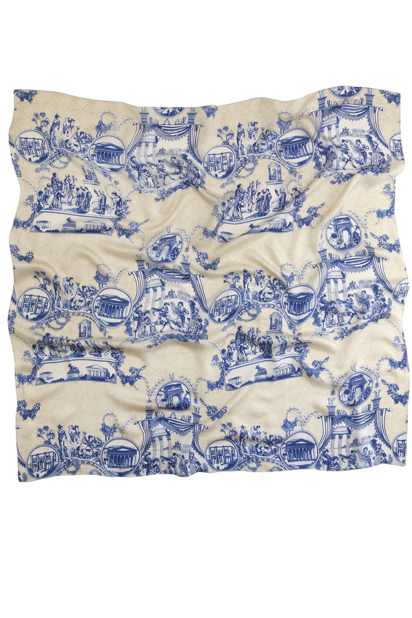 One Hundred Stars Ancient Columns Blue Silk Scarf| Scarves