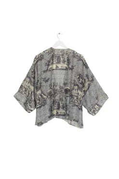One Hundred Stars Ancient Columns Charcoal Kimono|Women Short Kimonos
