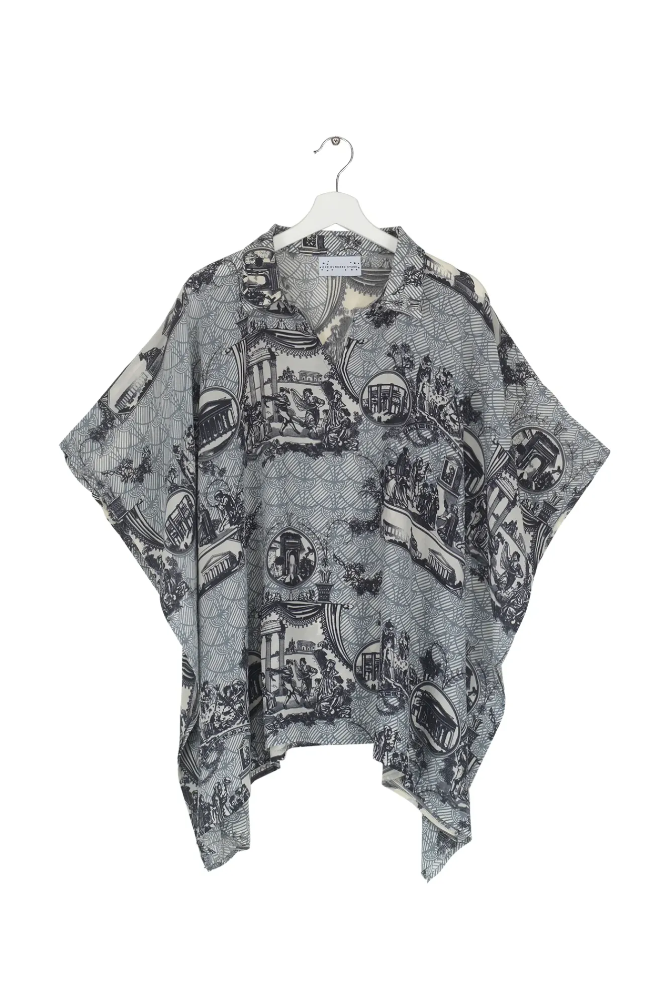 One Hundred Stars Ancient Columns Charcoal Tunic Top|Women Tops