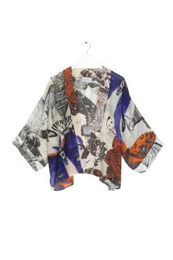 One Hundred Stars Butterflies Cobalt Kimono|Women Short Kimonos