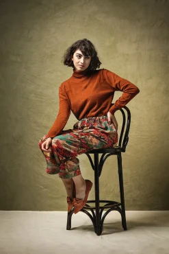 One Hundred Stars Country Toile Berry Crepe Pants|Women Palazzo Pants