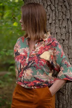 One Hundred Stars Country Toile Berry Pippa Top|Women Tops