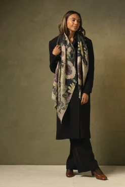 One Hundred Stars Daisy Black Wool Scarf| Wool Scarves