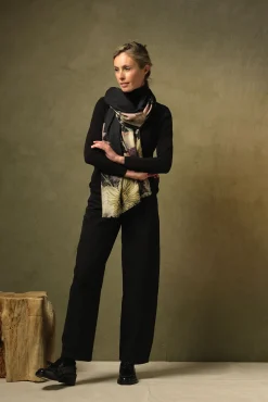 One Hundred Stars Daisy Black Wool Scarf| Wool Scarves