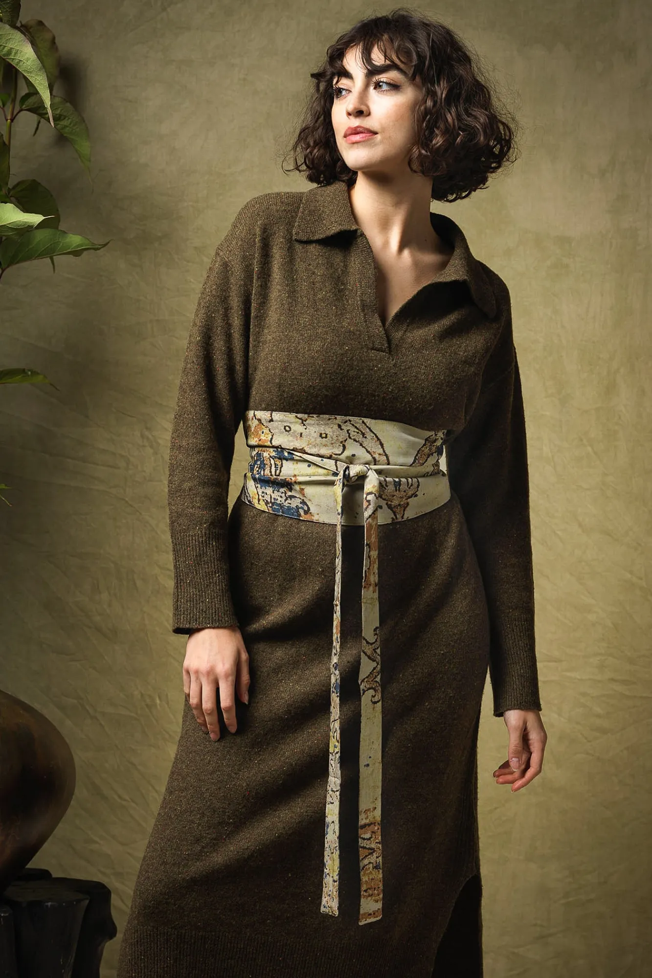 One Hundred Stars Dhurrie Taupe Obi Belt| Belts