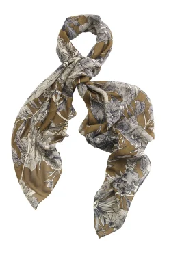 One Hundred Stars Etched Flower Khaki Kew Scarf| Scarves