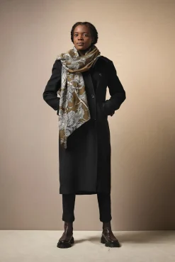 One Hundred Stars Etched Flower Khaki Kew Scarf| Scarves