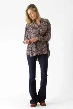 One Hundred Stars Floral Paisley Blue Darcy Shirt|Women Tops