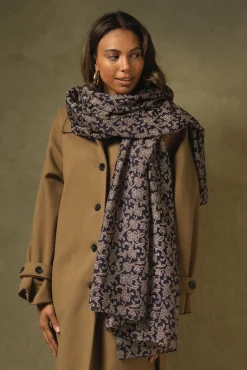 One Hundred Stars Floral Paisley Blue Scarf| Scarves