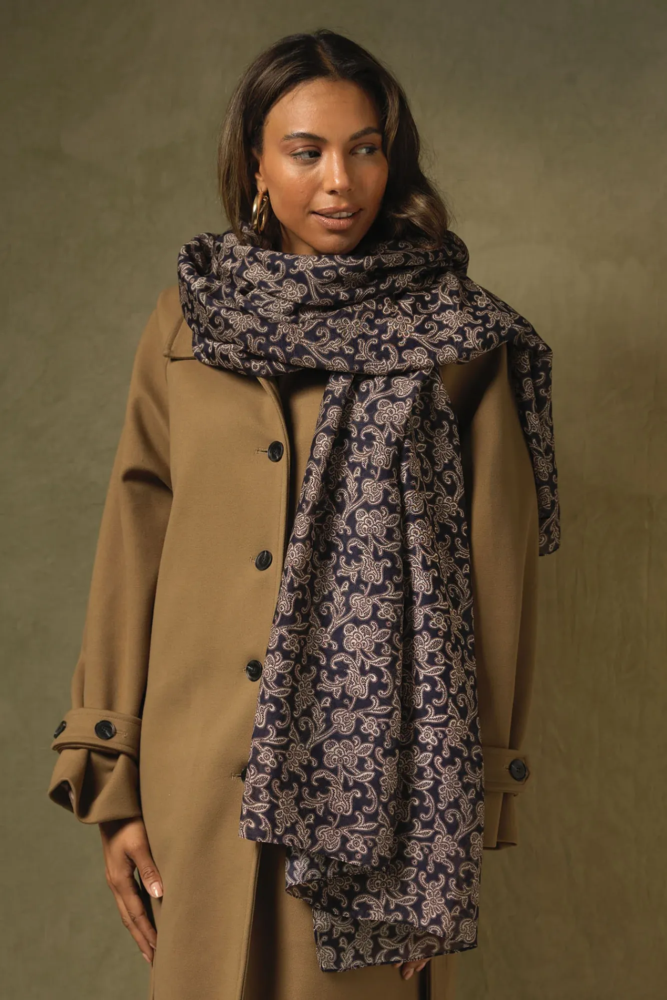 One Hundred Stars Floral Paisley Blue Scarf| Scarves