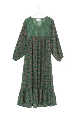 One Hundred Stars Floral Paisley Green Boho Dress|Women Dresses