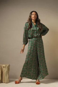 One Hundred Stars Floral Paisley Green Darcy Shirt|Women Tops
