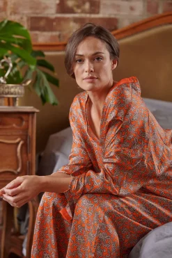 One Hundred Stars Floral Paisley Orange Darcy Shirt|Women Tops