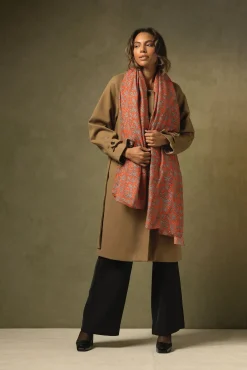 One Hundred Stars Floral Paisley Orange Scarf| Scarves