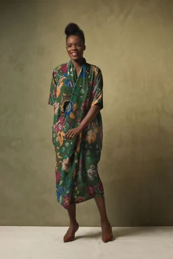 One Hundred Stars Flower Vase Green Rachel Dress|Women Dresses