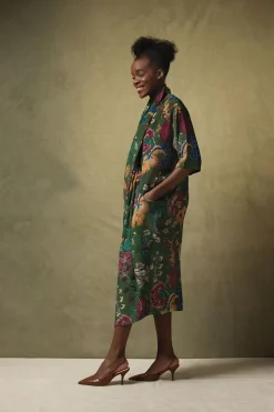 One Hundred Stars Flower Vase Green Rachel Dress|Women Dresses