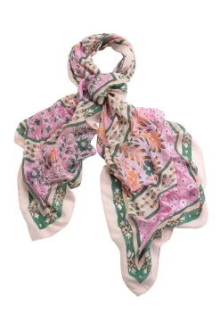 One Hundred Stars Folk Flowers Pink Scarf| Scarves