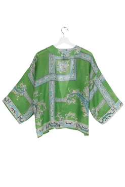 One Hundred Stars Handkerchief Green Kimono|Women Short Kimonos