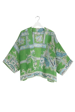 One Hundred Stars Handkerchief Green Kimono|Women Short Kimonos