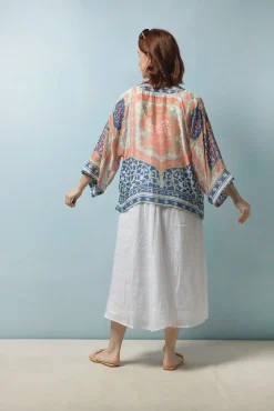 One Hundred Stars Indian Summer Blue Kimono|Women Short Kimonos