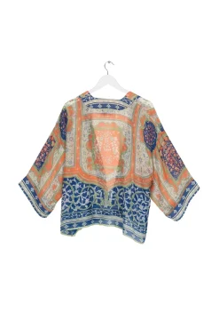 One Hundred Stars Indian Summer Blue Kimono|Women Short Kimonos