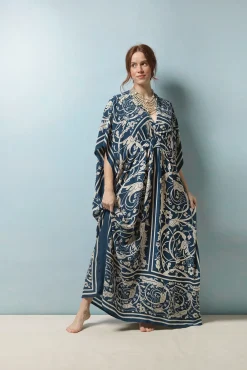 One Hundred Stars Jaipur Blue Margeux Kaftan|Women Kaftans