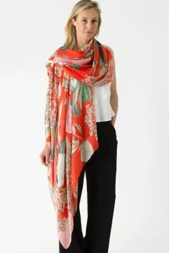 One Hundred Stars Kew Elderflower Red Scarf| Scarves