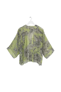 One Hundred Stars Kew Etched Floral Fern Kimono|Women Short Kimonos