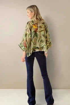 One Hundred Stars Kew Evergreen Stone Kimono|Women Short Kimonos