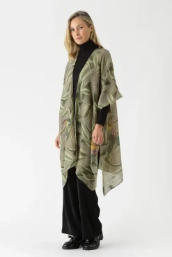 One Hundred Stars Kew Evergreen Stone Wool Throwover|Women Wool Throwovers