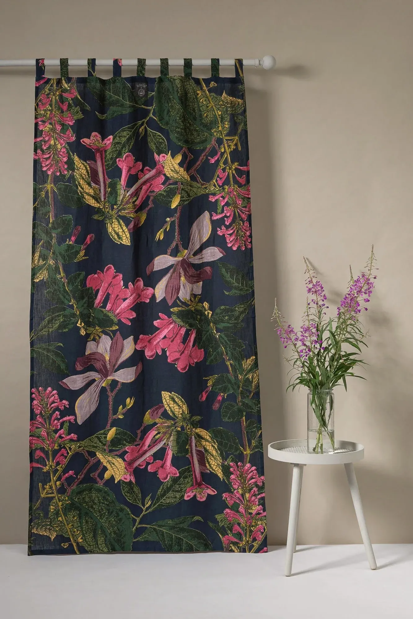 One Hundred Stars Kew Magnolia Blue Linen Panel| Curtains