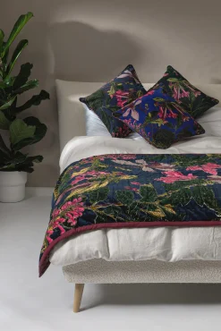 One Hundred Stars Kew Magnolia Blue Velvet Throw| Velvet Throws