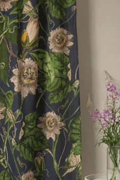 One Hundred Stars Kew Passion Flower Grey Linen Panel| Curtains
