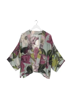 One Hundred Stars Kew Protea Duck Egg Kimono|Women Short Kimonos