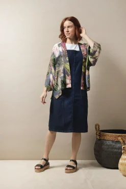 One Hundred Stars Kew Protea Grey Kimono|Women Short Kimonos