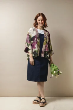 One Hundred Stars Kew Protea Stone Kimono|Women Short Kimonos