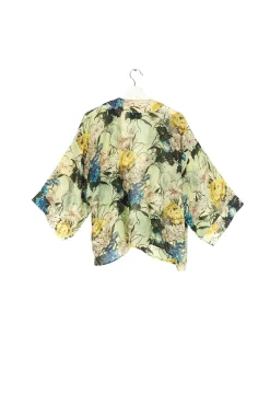 One Hundred Stars Lily Verdigris Kimono|Women Short Kimonos