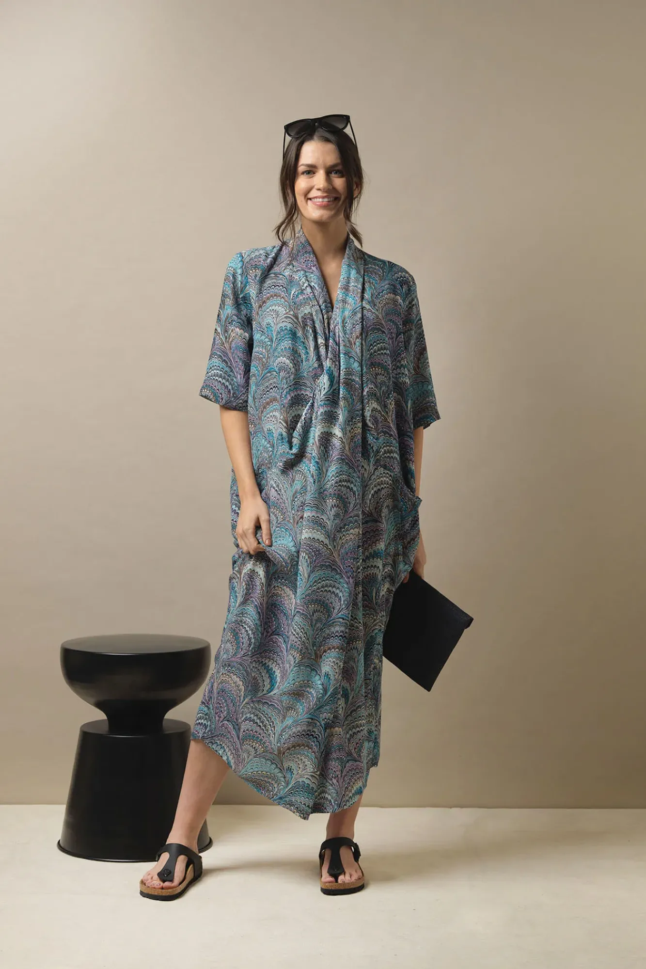 One Hundred Stars Marbled Blue Rachel Dress|Women Dresses