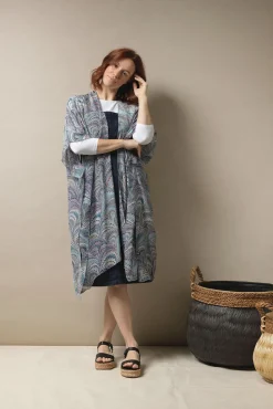 One Hundred Stars Marbled Blue Throwover|Women Throwovers