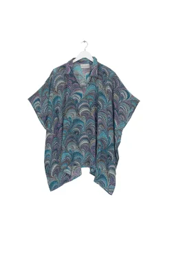 One Hundred Stars Marbled Blue Tunic Top|Women Tops