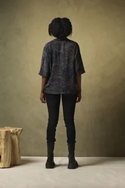 One Hundred Stars Marbled Indigo Rachel Top|Women Tops