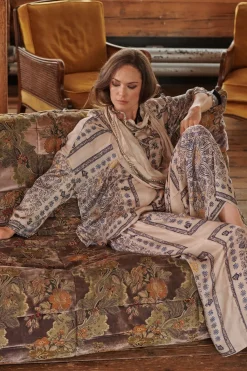 One Hundred Stars Mehndi Blue Palazzo Pant|Women Palazzo Pants