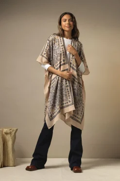 One Hundred Stars Mehndi Blue Wool Throwover|Women Wool Throwovers