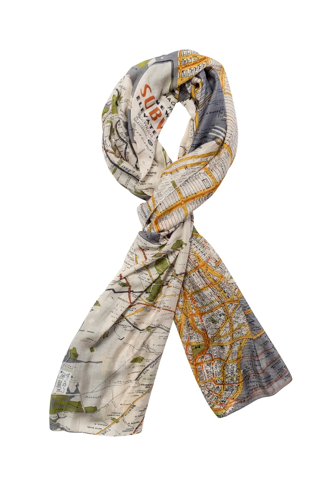 One Hundred Stars New York City Grey Map Scarf| Scarves