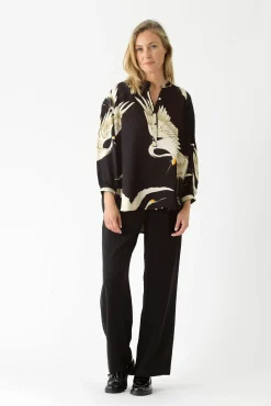 One Hundred Stars Stork Black Darcy Shirt|Women Tops