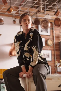 One Hundred Stars Stork Black Gilet|Women Gilets